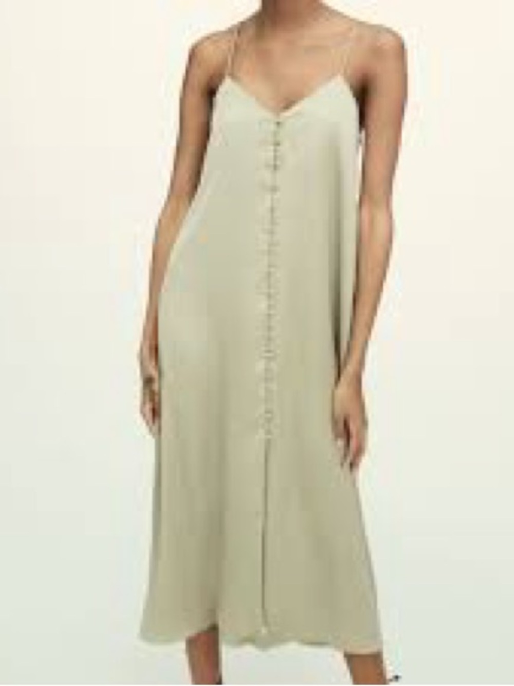 Zara Sage Green Button-Front Slip Dress